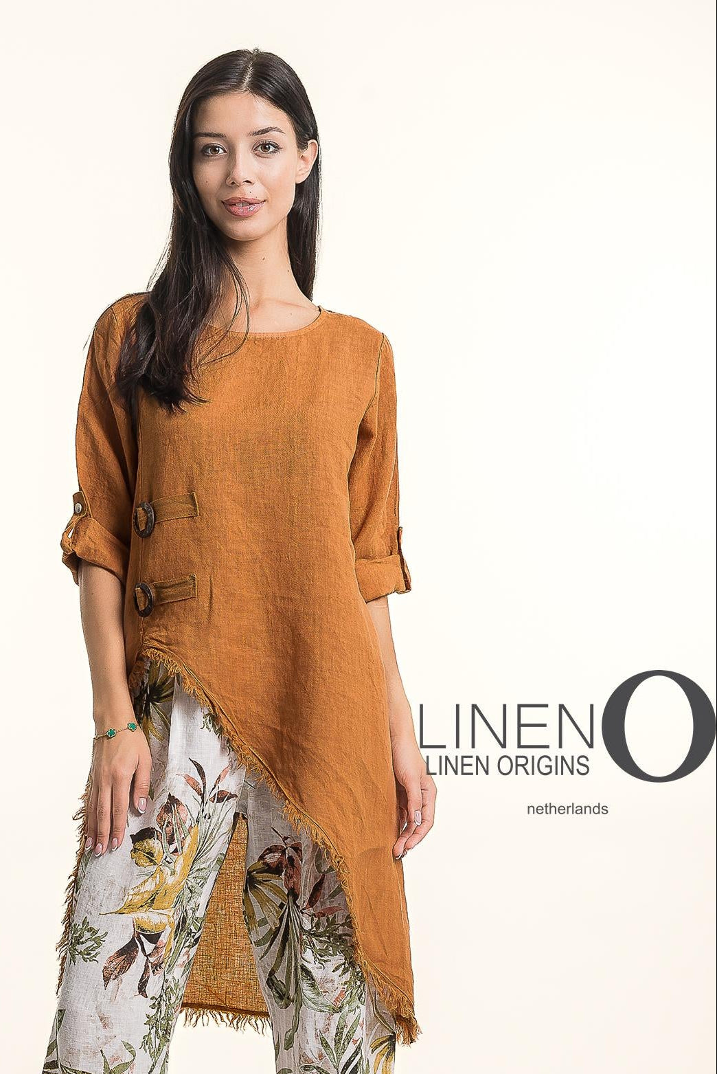 French Linen Tunic with Side Button Detailing