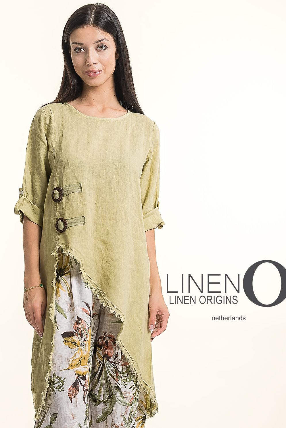 French Linen Tunic with Side Button Detailing