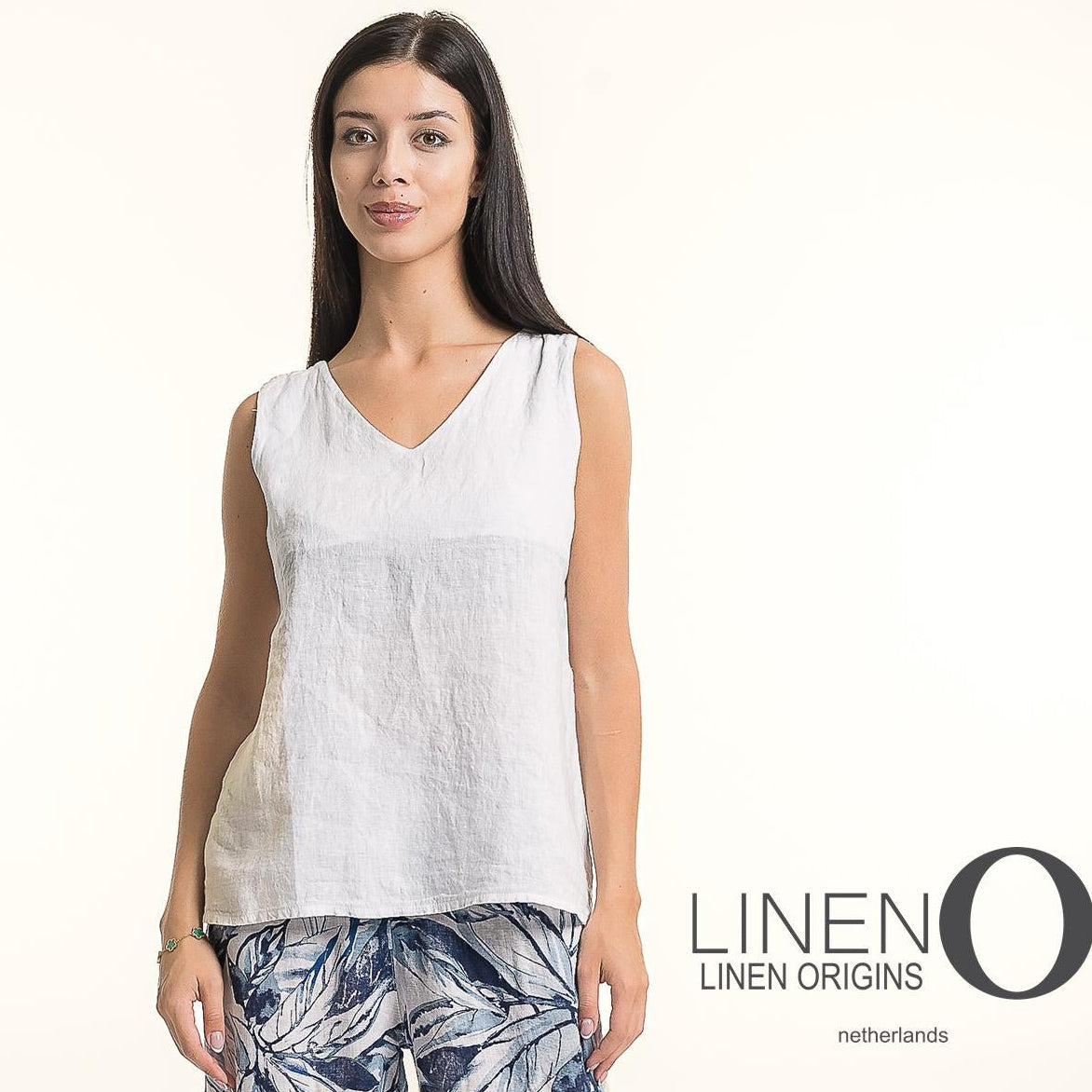 French Linen Tank Top - White