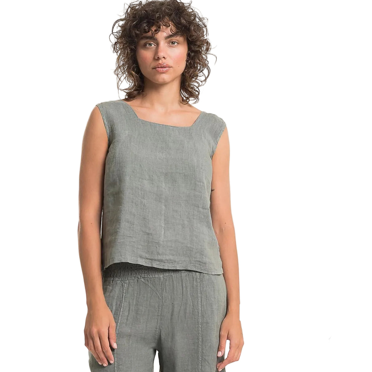 French Linen Tank Top - Topo