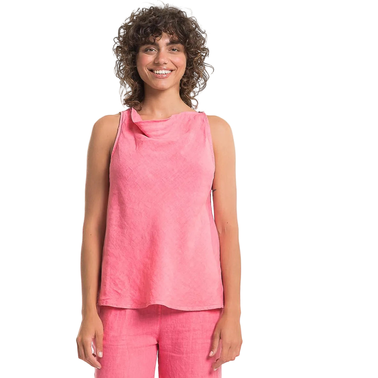 French Linen Tank Top with Soft Neckline