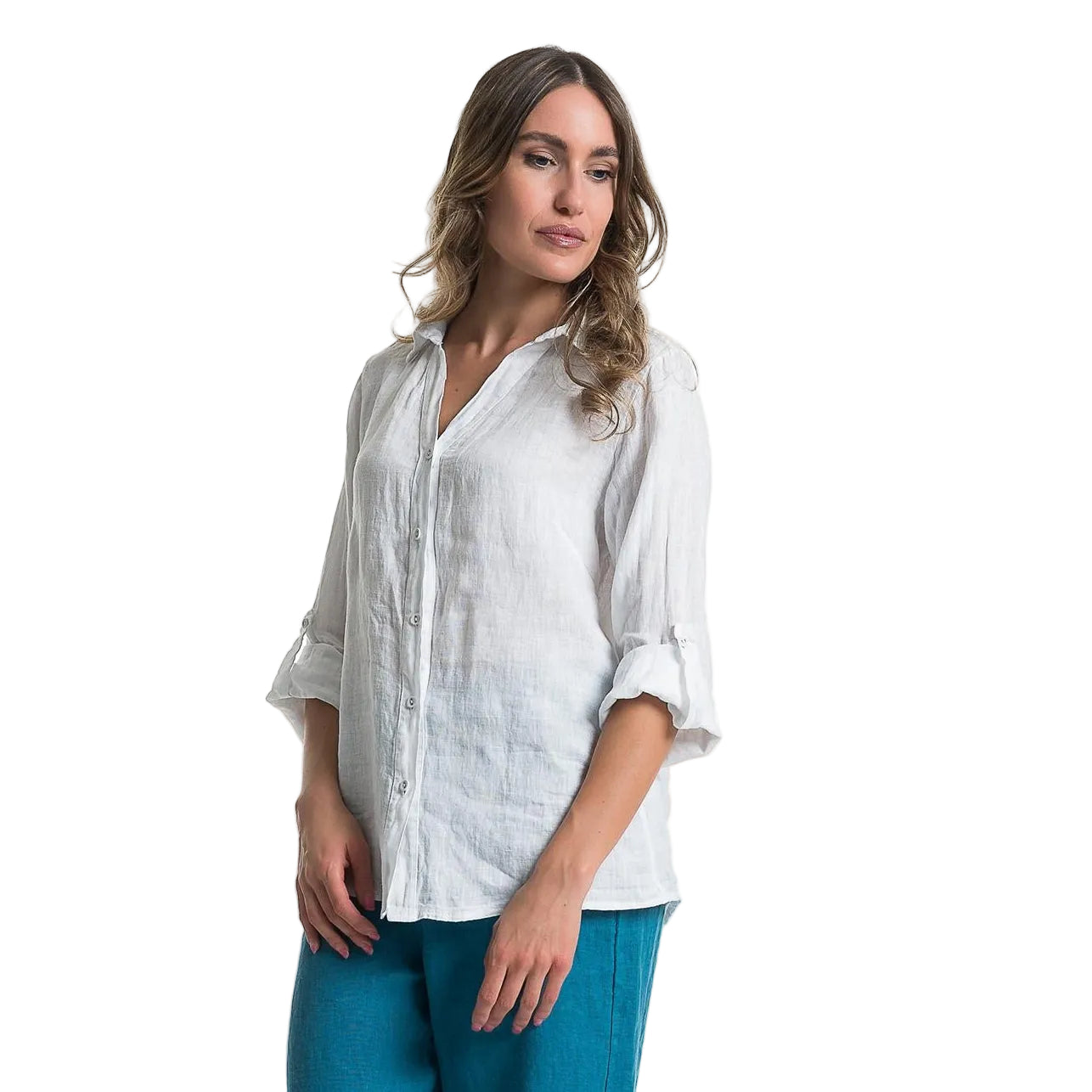 French Linen Button Up Shirt - White