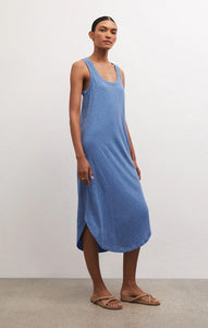 Cotton Slub Dress-Federal Blue