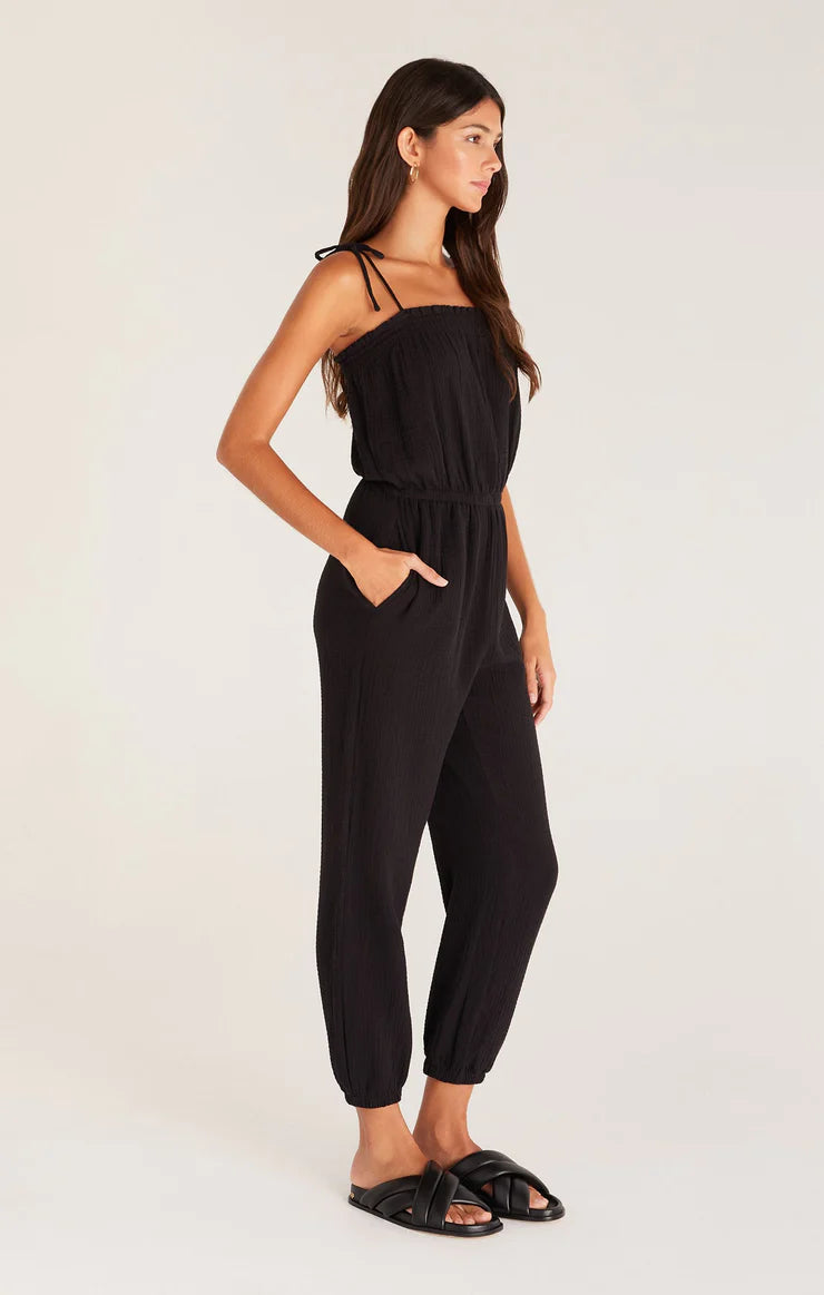 Gauze Jumpsuit-Black