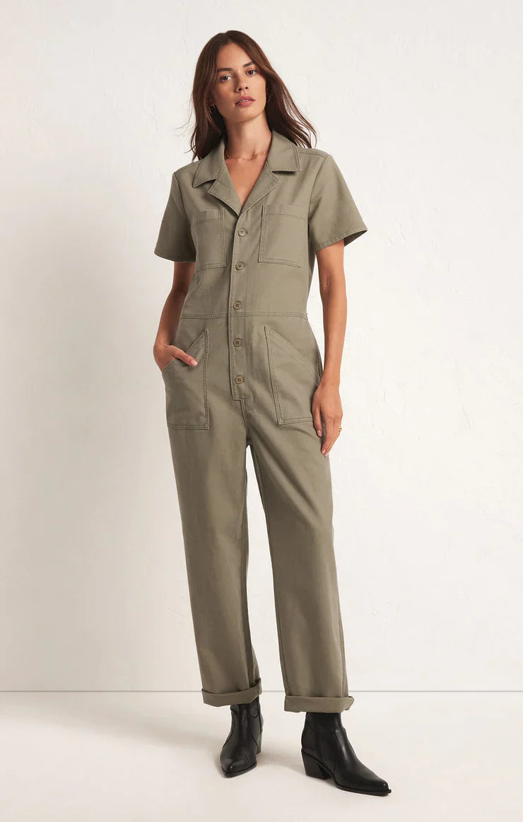 Stevie Stretch Twill Jumpsuit - Willow