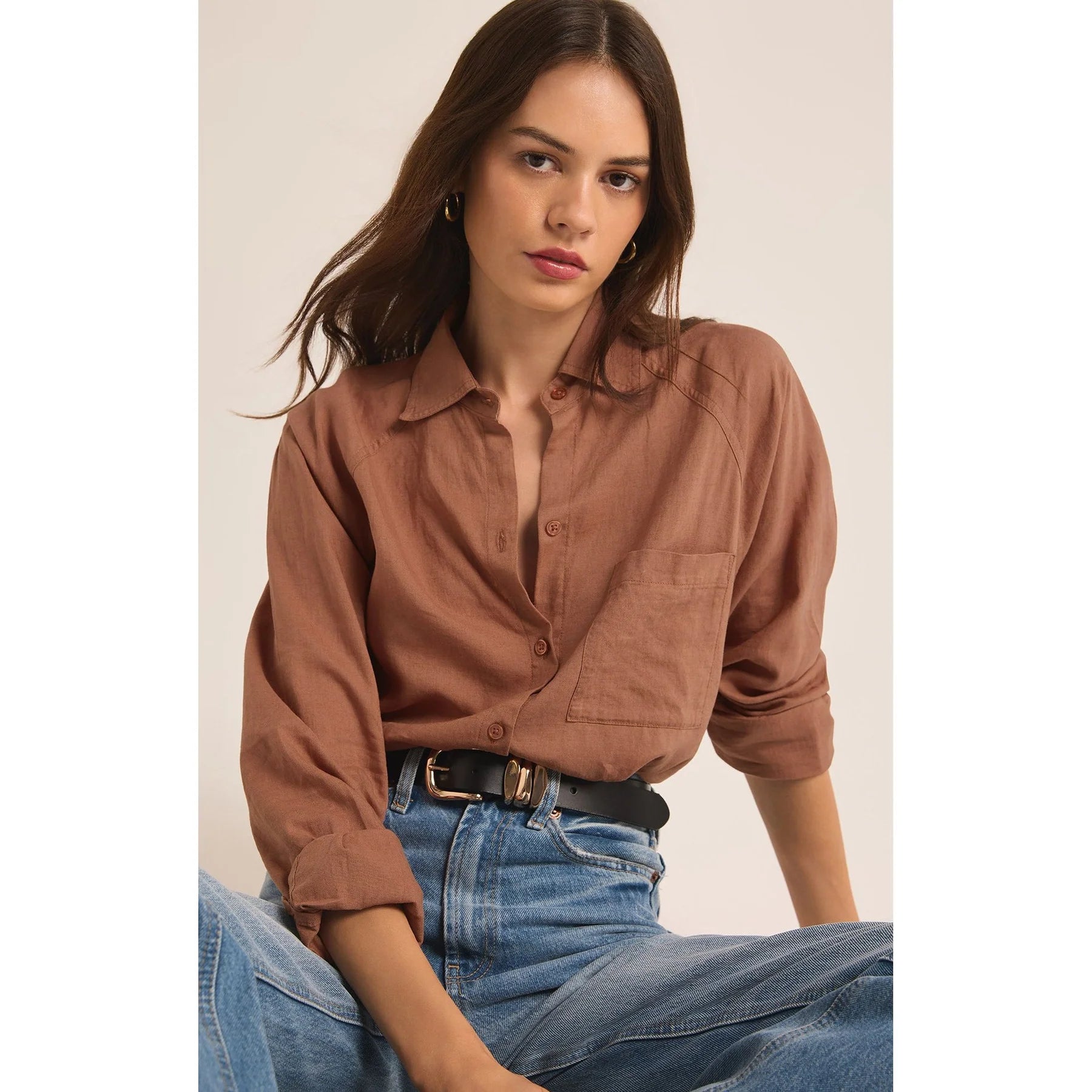 Perfect Linen Top | Mocha Mousse