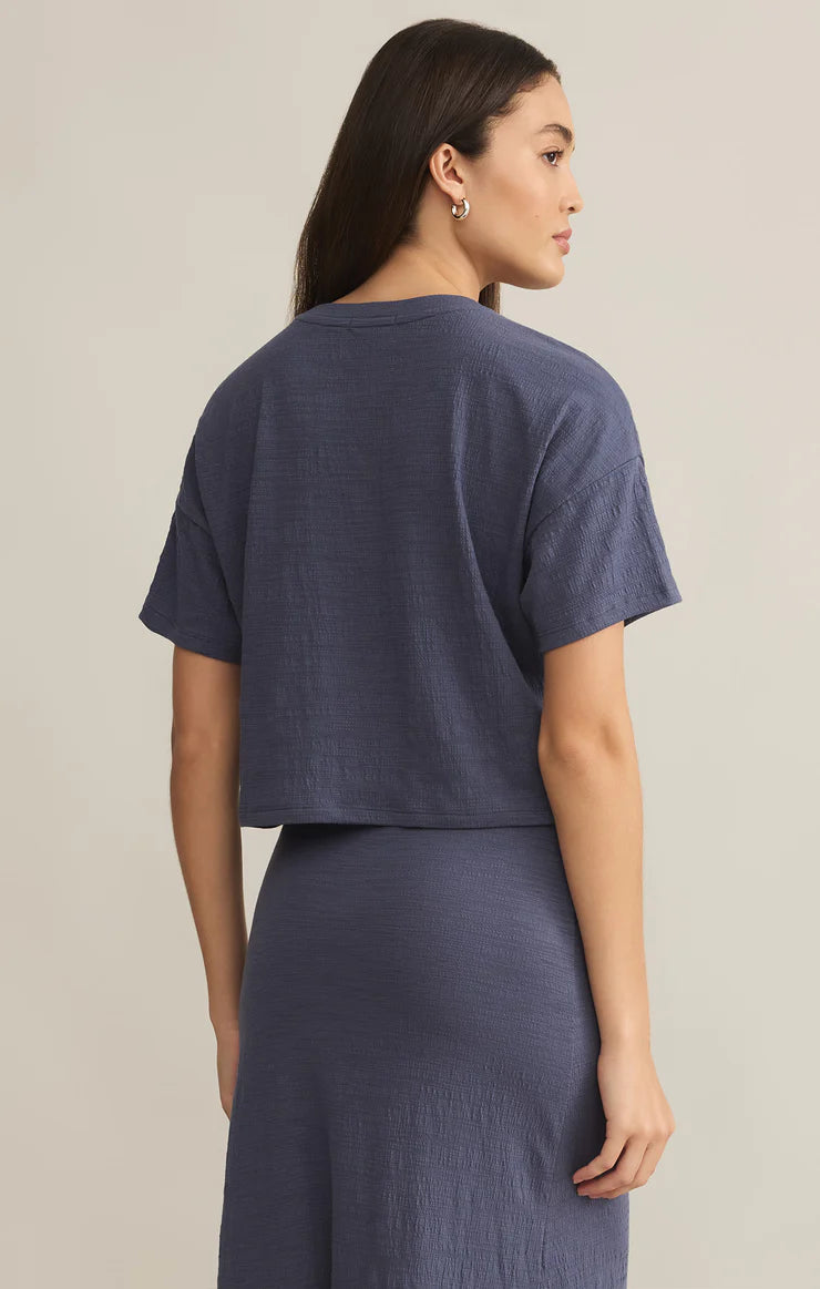 Sway Textured Slub Cropped Tee - Worn Blue