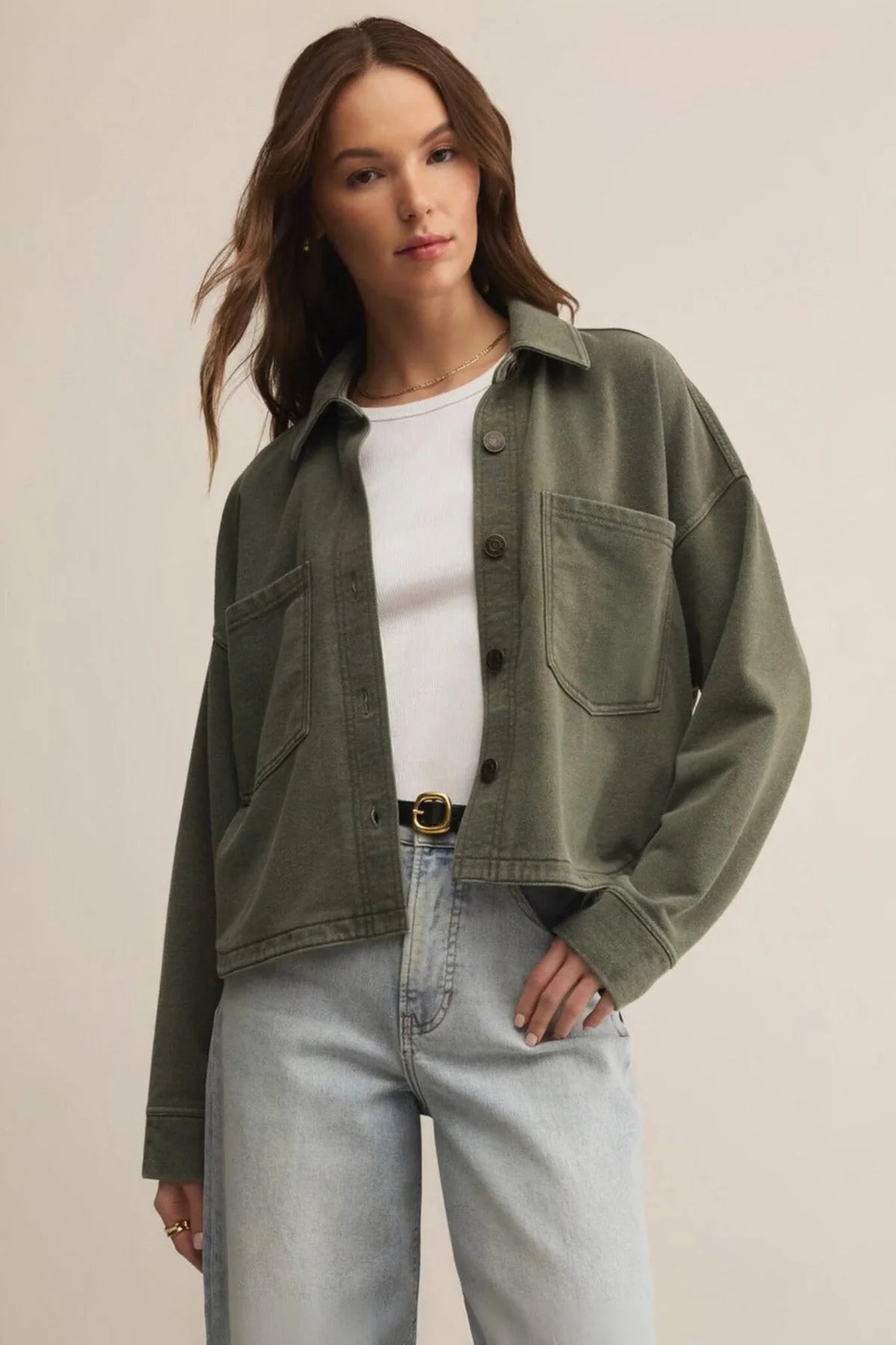 All Day Cropped Knit Jacket-Hunter Green