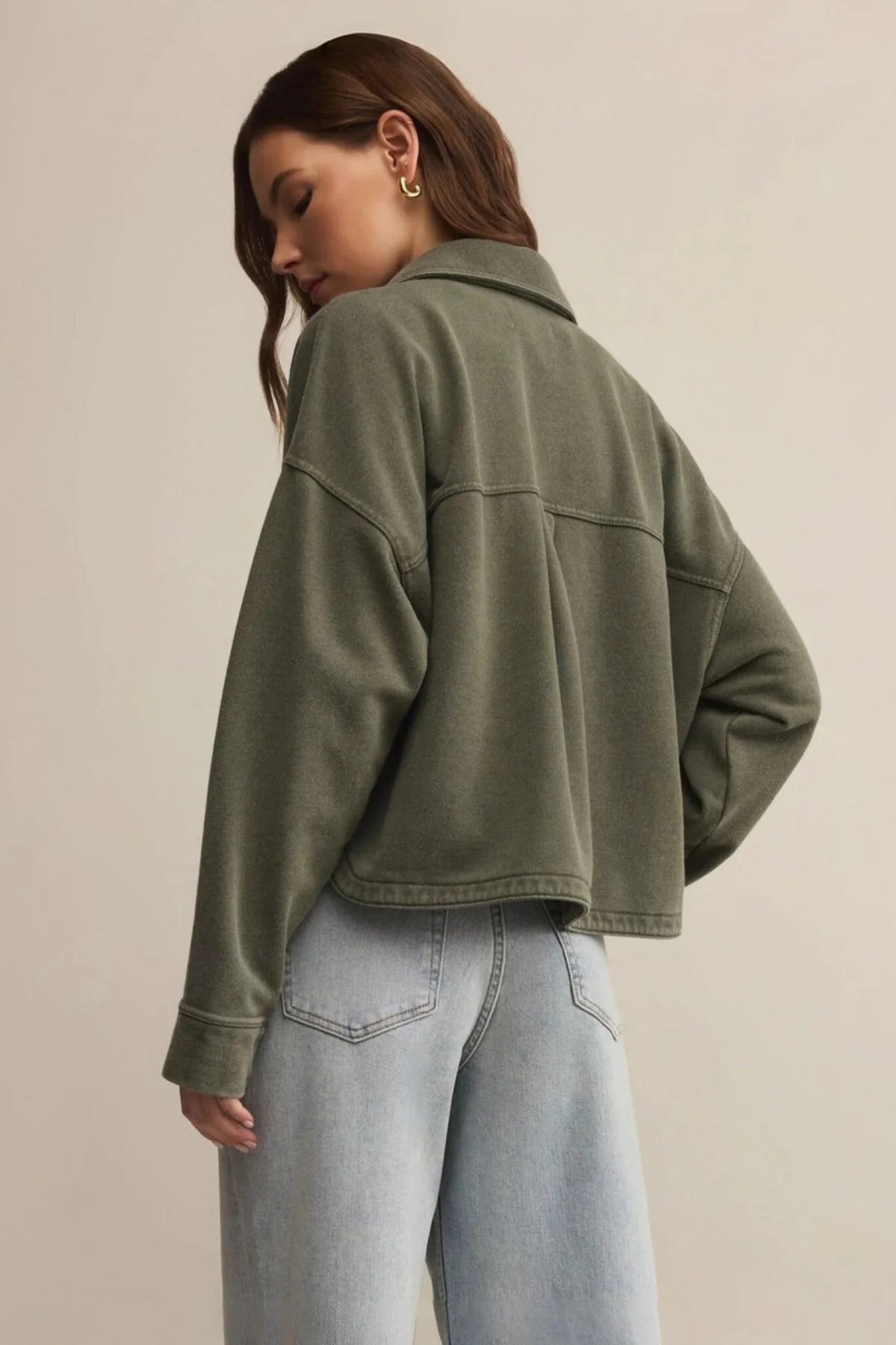 All Day Cropped Knit Jacket-Hunter Green