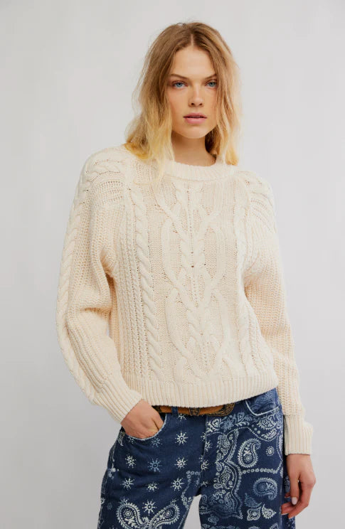 Frankie Cable Sweater - Buttercream