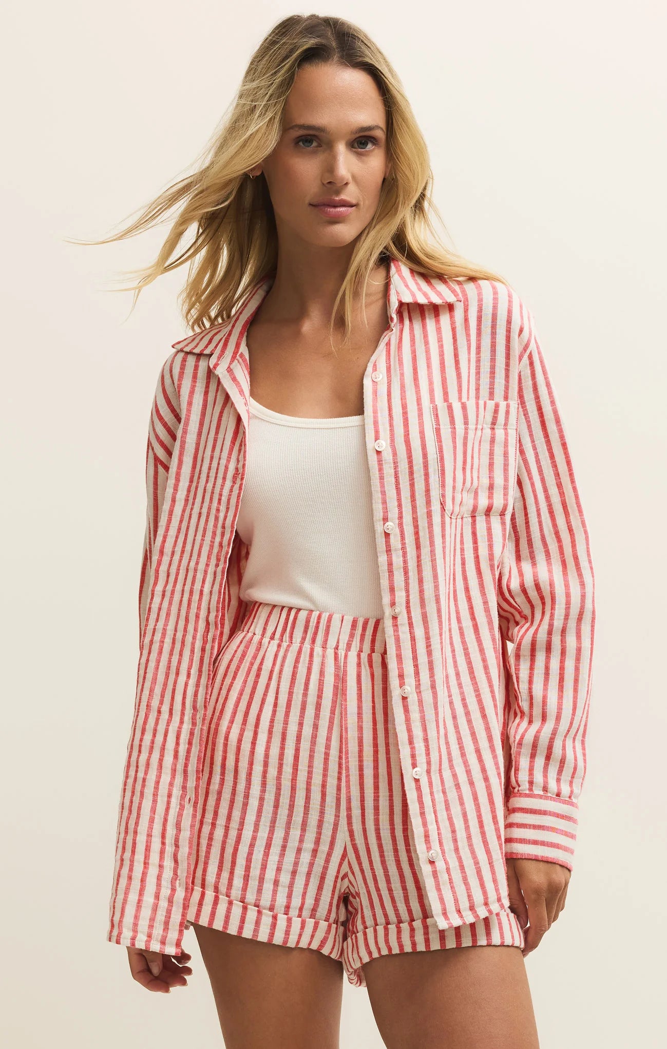Saturdays Stripe Shirt - Crimson Crush