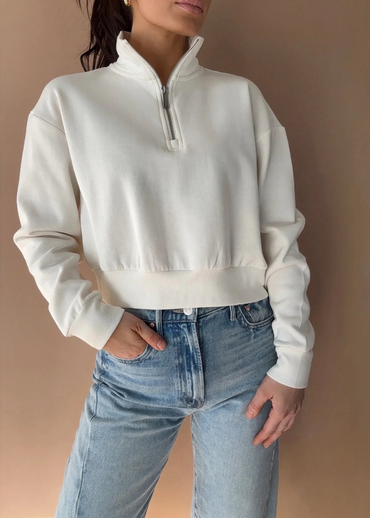 Downtown Half Zip Sweatshirt - Cloud