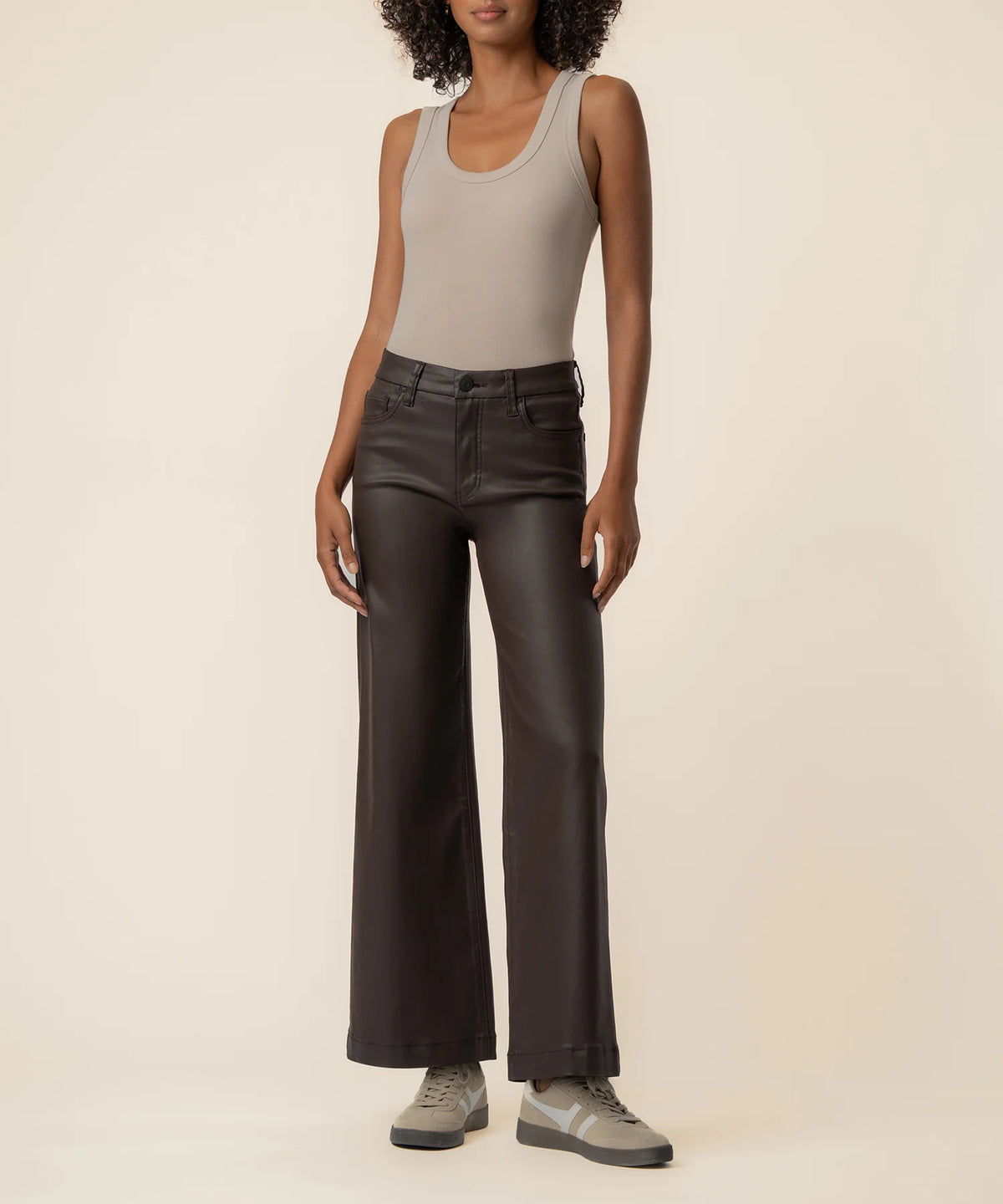Meg High Rise Wide Long Leg w/side panel - Chocolate