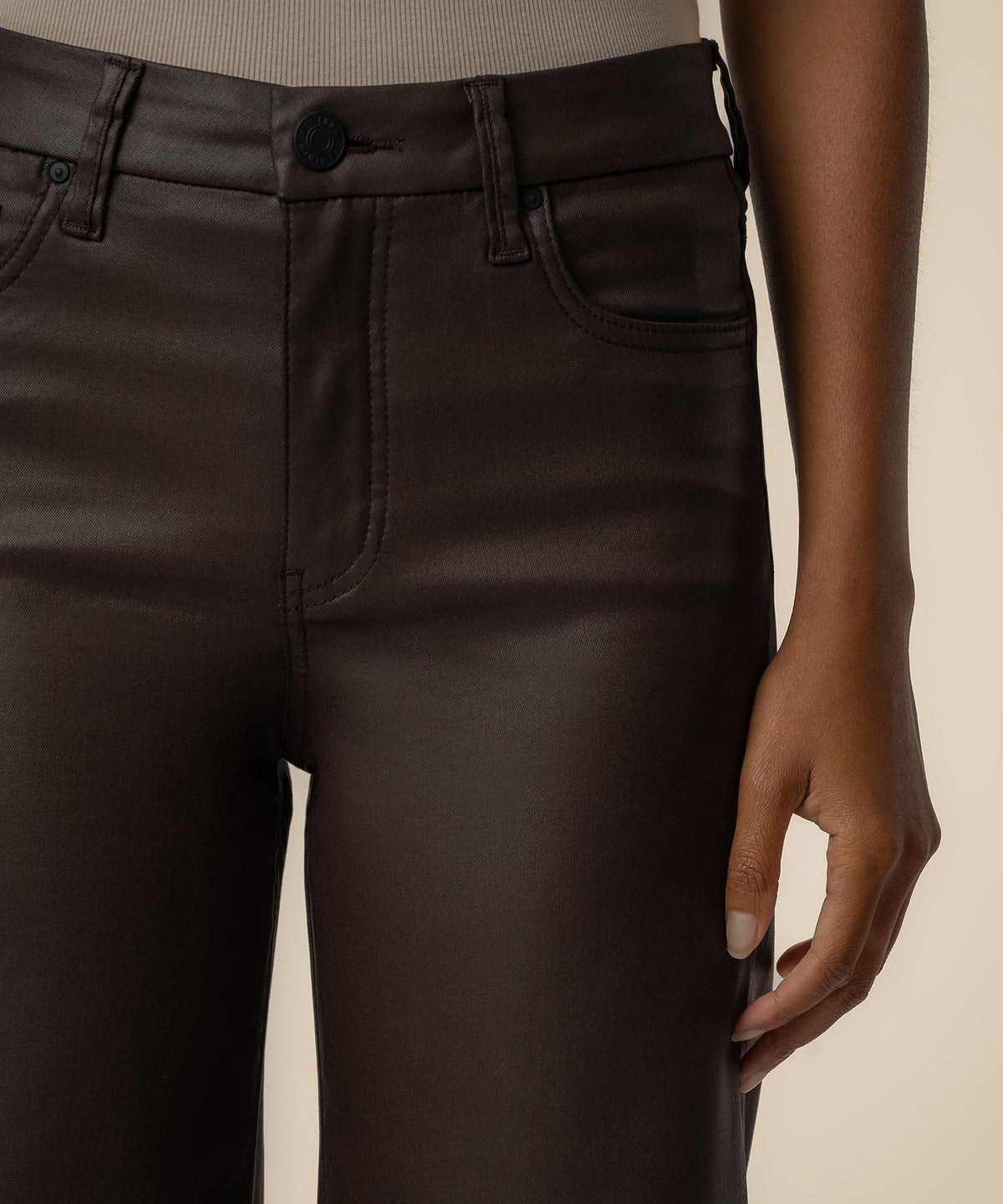Meg High Rise Wide Long Leg w/side panel - Chocolate