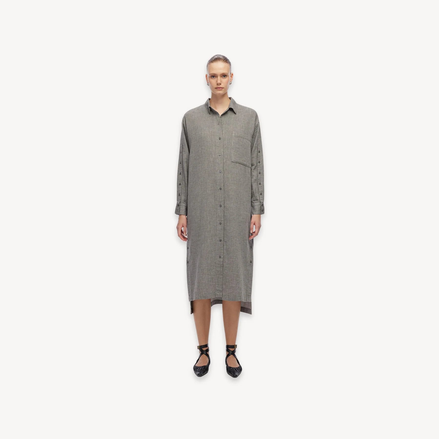 Buttoned Shirt Dress - One size