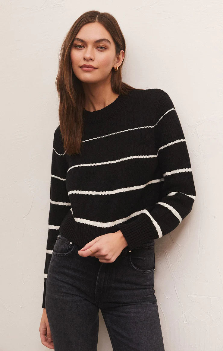 Milan Stripe Sweater-Black