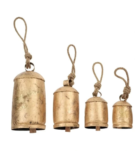 Rustic Brass Bells with Jute Hanger