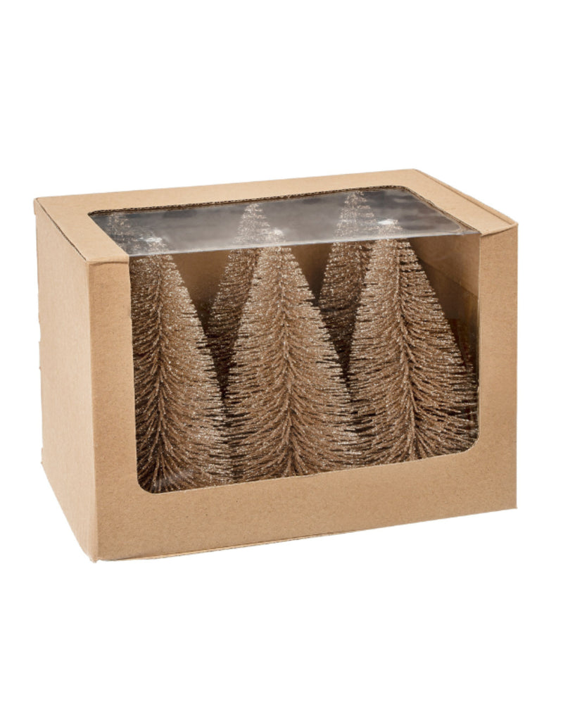 Pale Gold Bottle Brush Trees - Set of 6