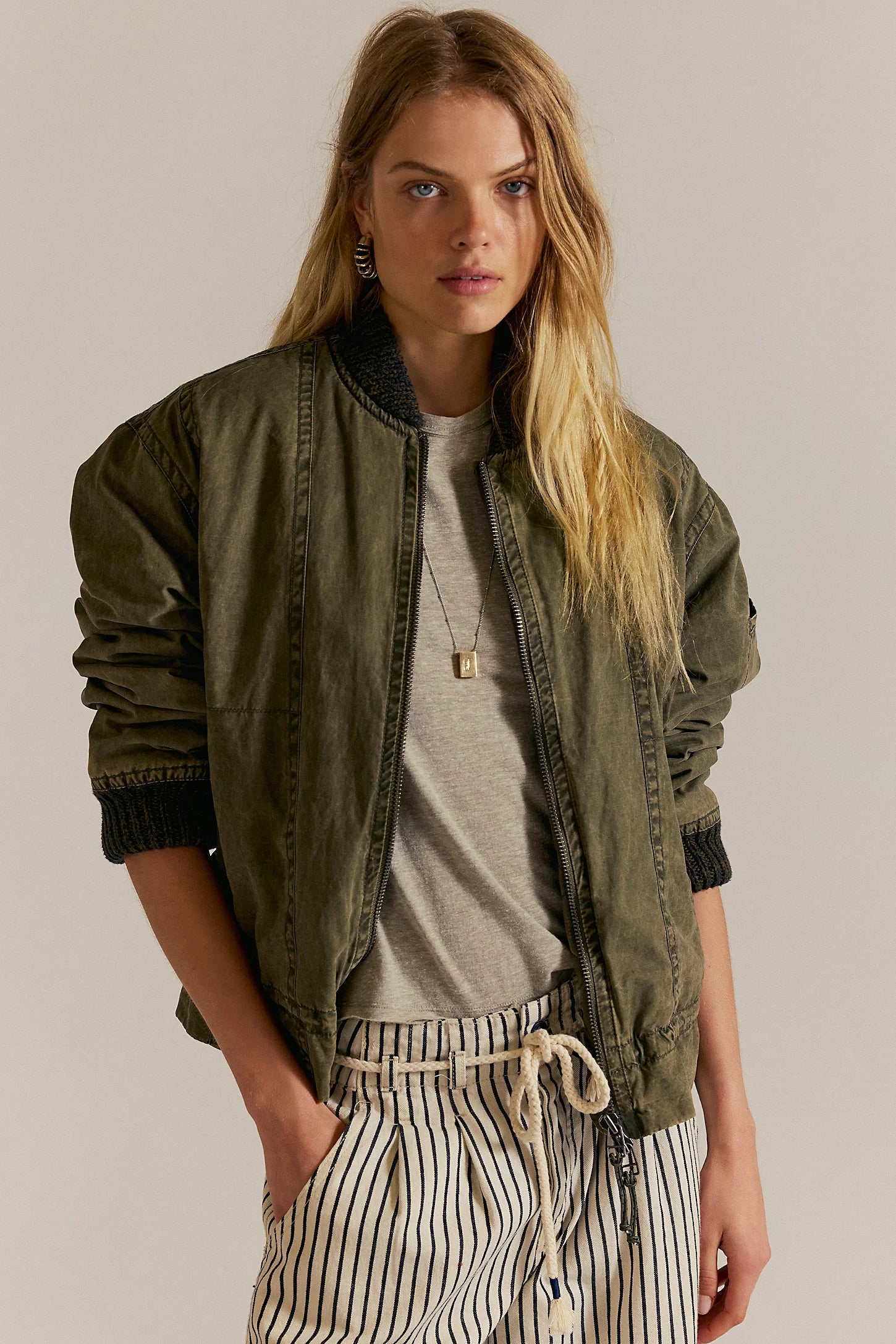 Jax Washed Bomber - Olive