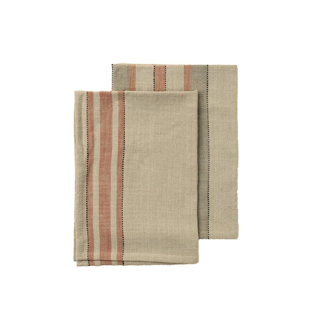 Lea Woven Stripe Tea Towels S/2