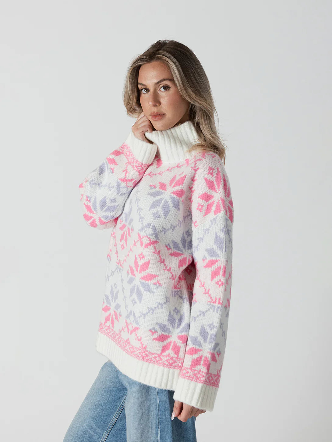 Lyra Fair Isle Mockneck Sweater