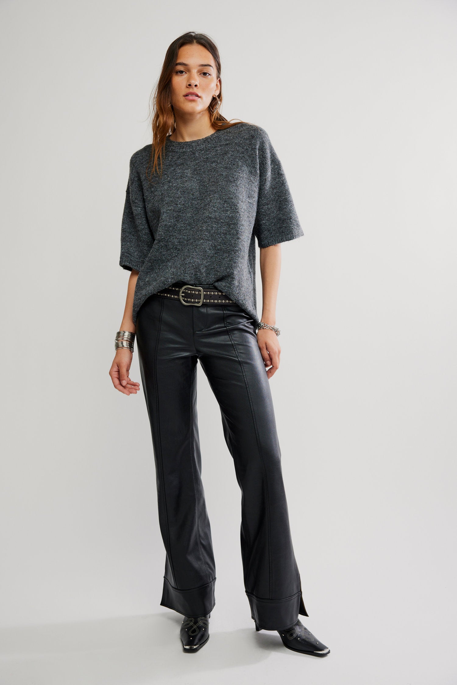 Margot Sweater Tee- Charcoal Heather