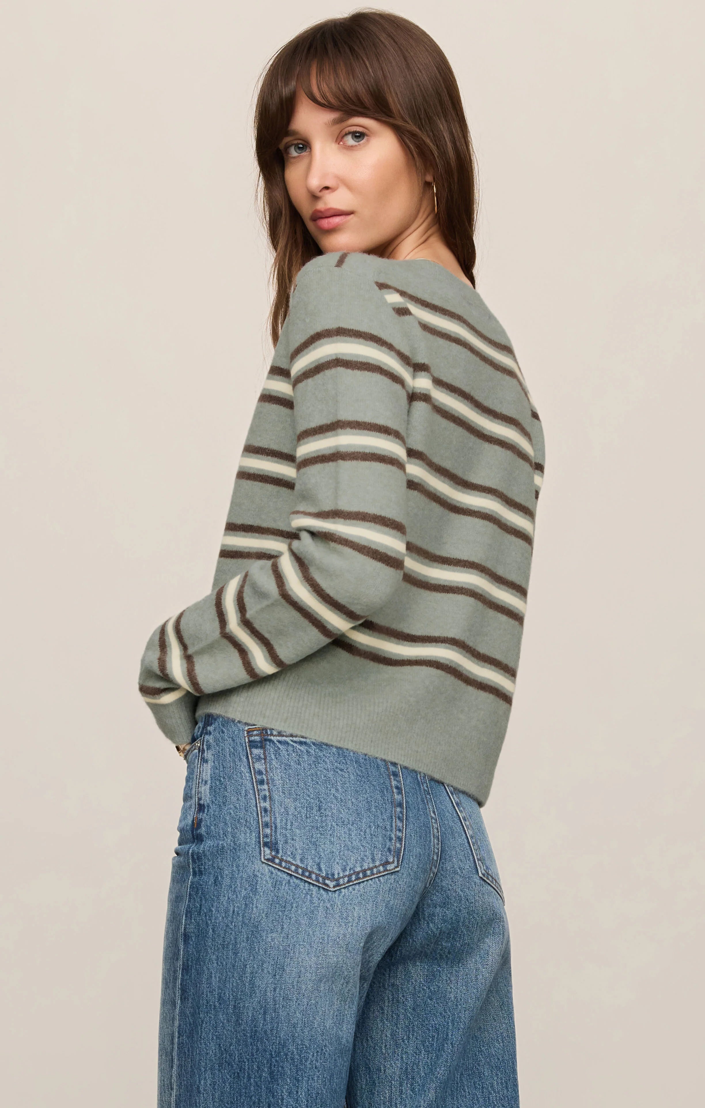 Medina Cozy Stripe Cardigan - Aqua Cloud