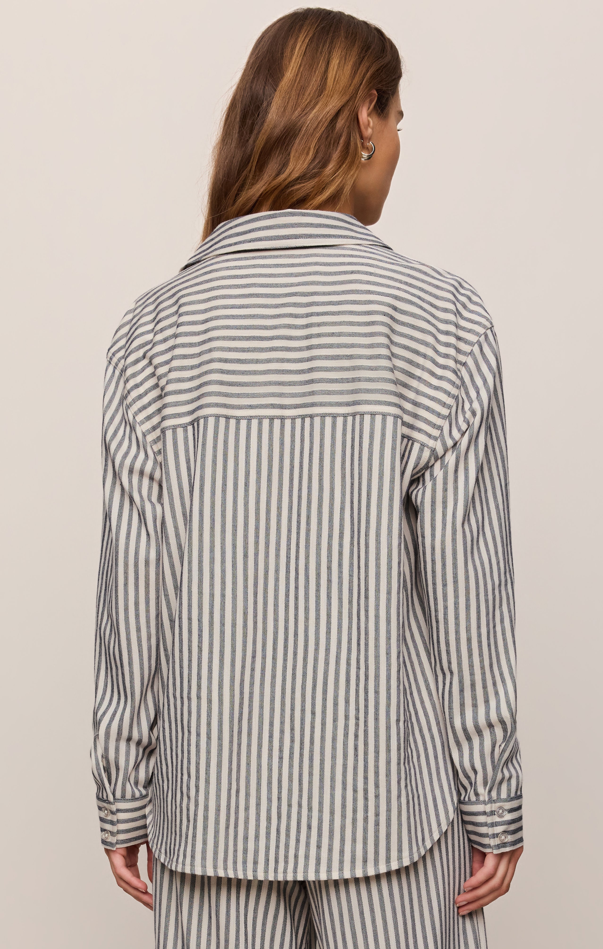 Reese Button Up Stripe Top - Eclipse