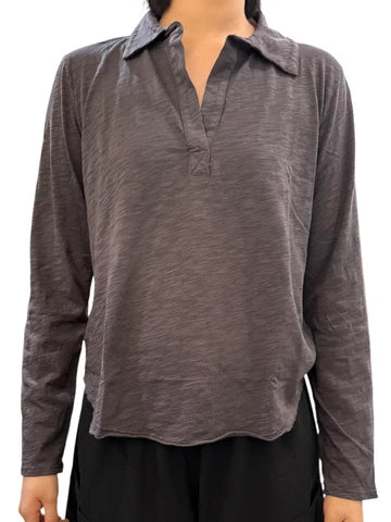 L/S Polo Shirt - Washed Ebony