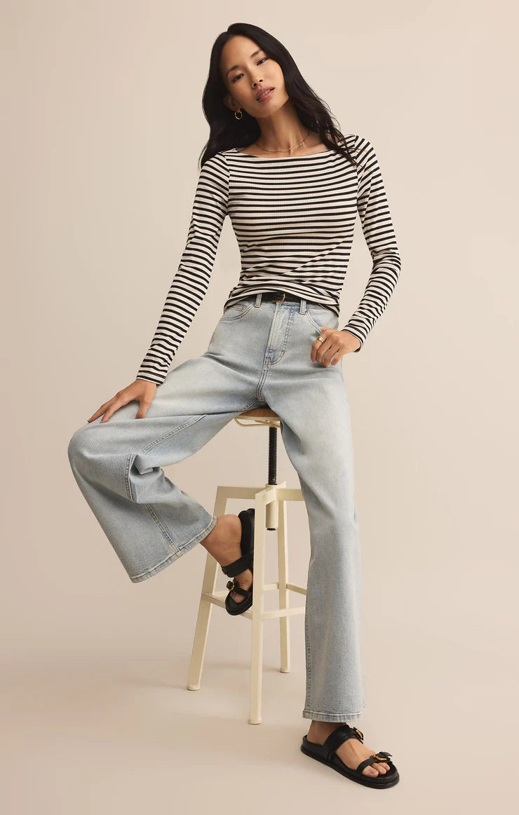 Pristine Striped Tee-Black