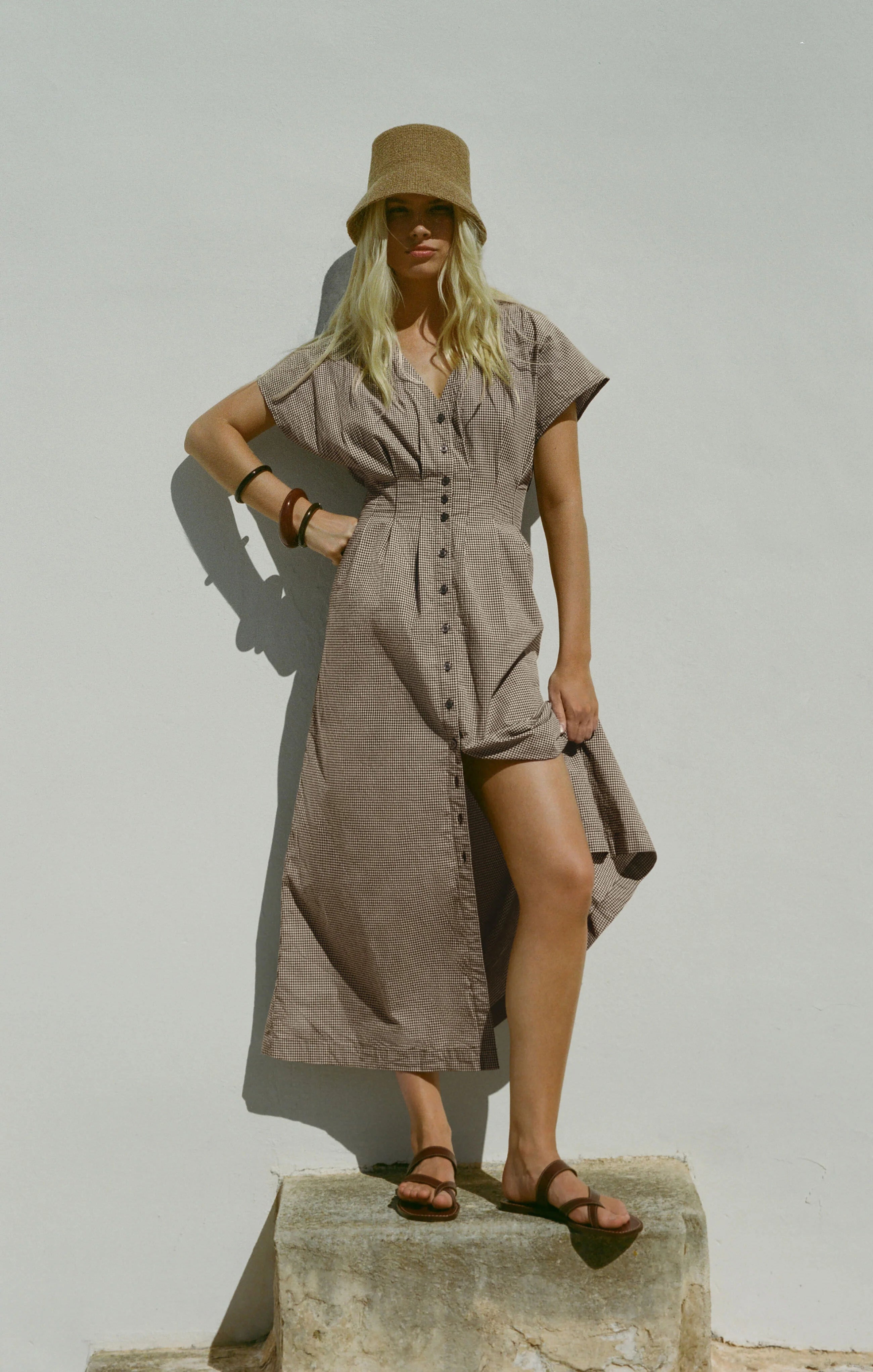 Sanna Gingham Maxi Dress - Dark Chocolate