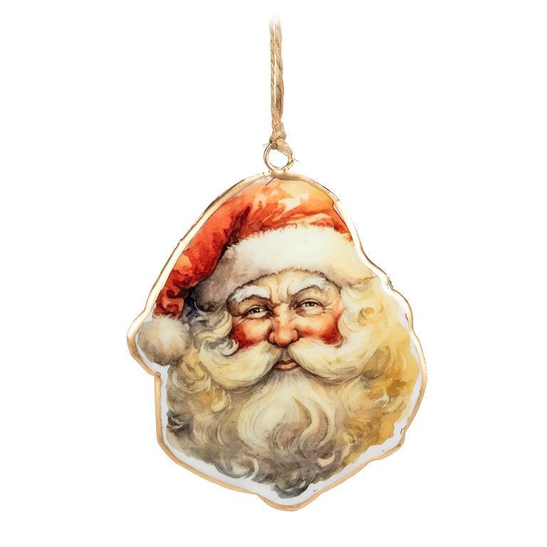 Happy Santa Face Ornament - 4"H