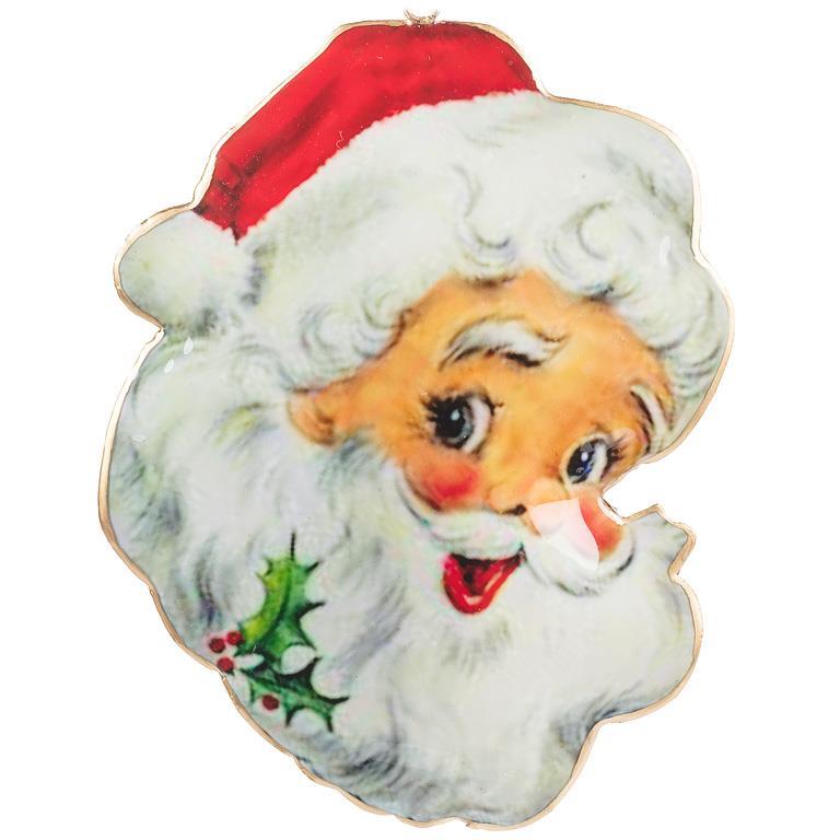 Retro Santa Head Ornament - 8.5"H