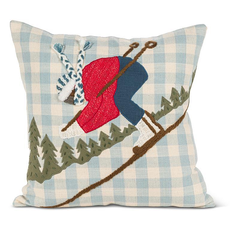 Downhill Skier Pillow - 17"SQ