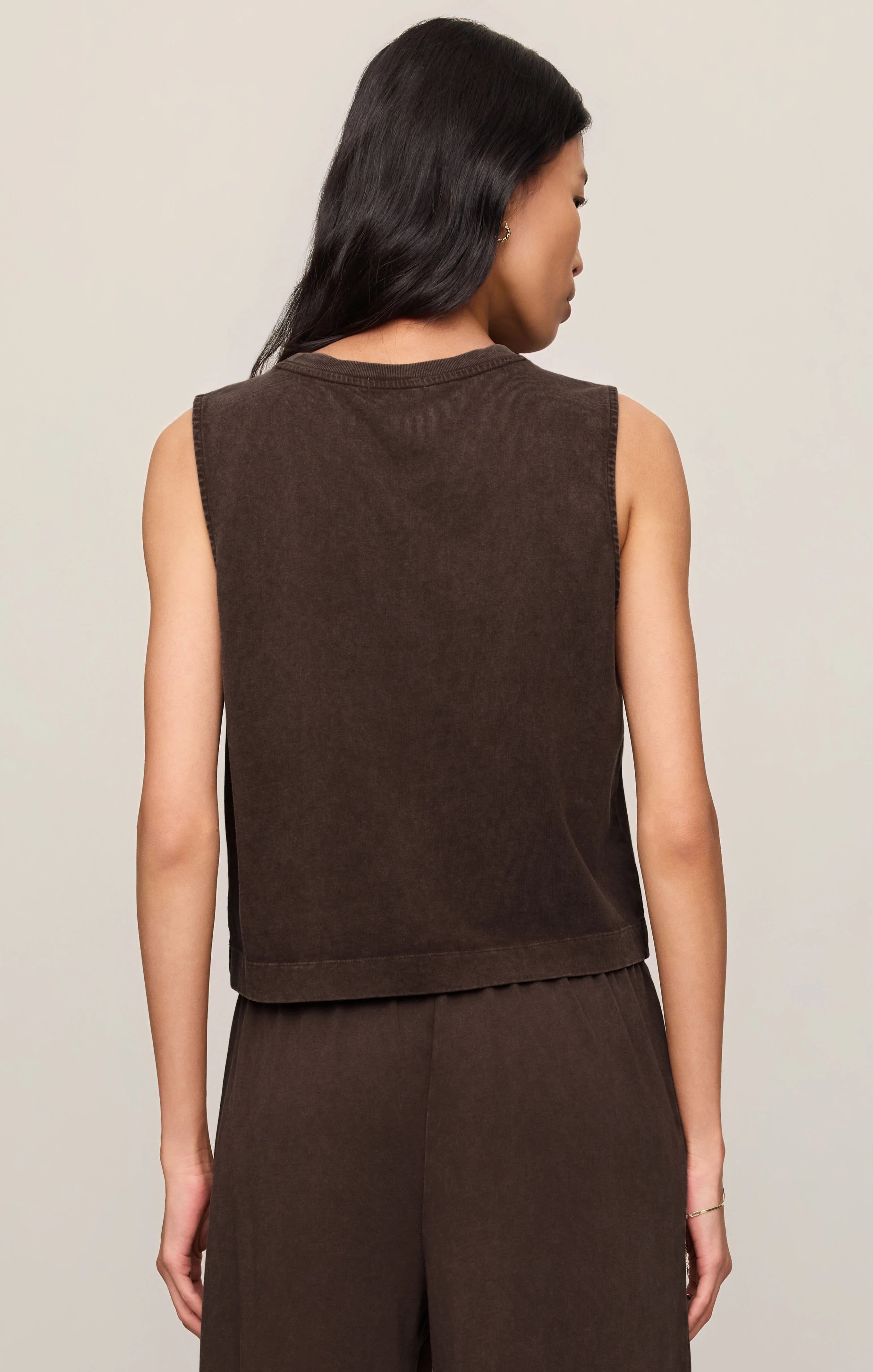Sloane Cotton Jersey Tank - Dark Chocolate