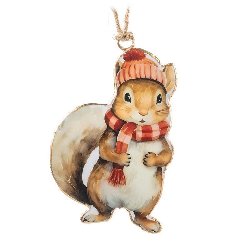 Winter Squirrel Ornament - 4"H