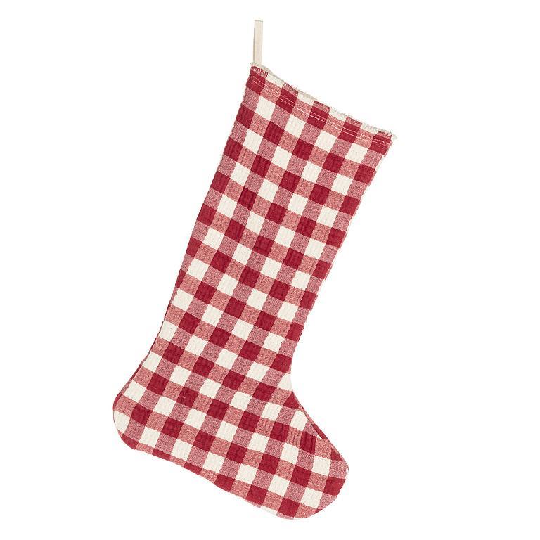 Check Gingham Stocking-Red - 20"L