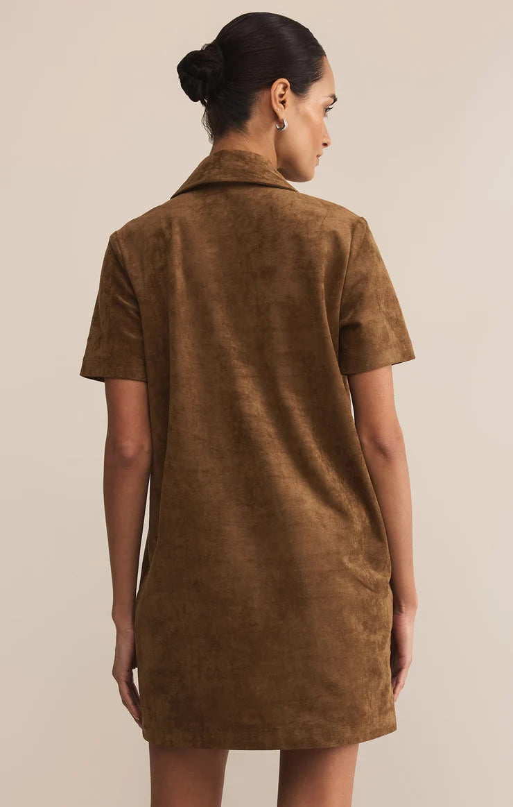 Sydney Suede Mini Dress-Coconut