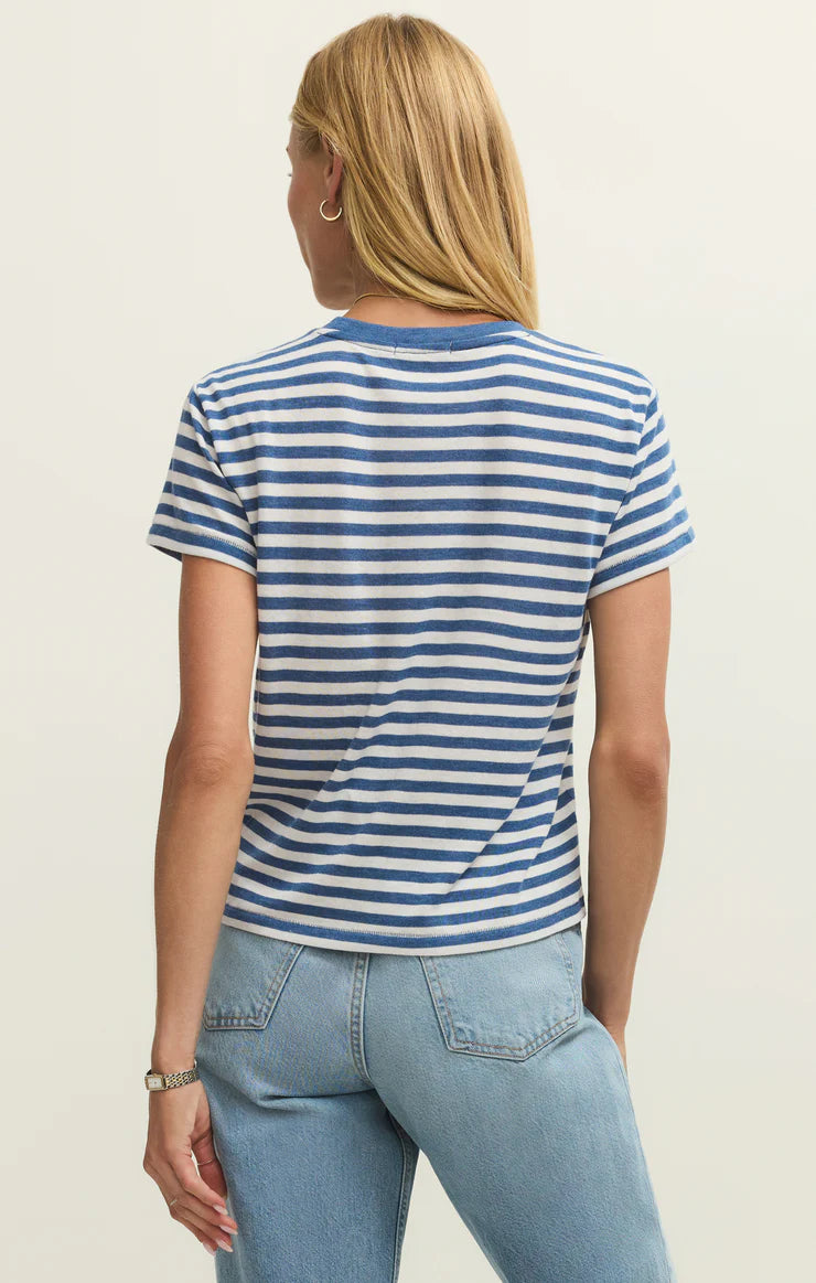 Tourist Striped Tee - Calypso Blue Indigo