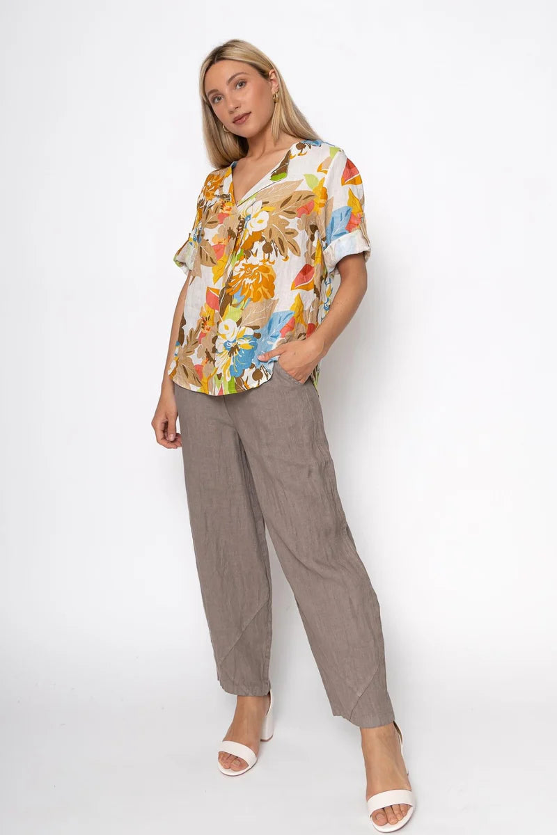 French Linen Blouse- Cammello