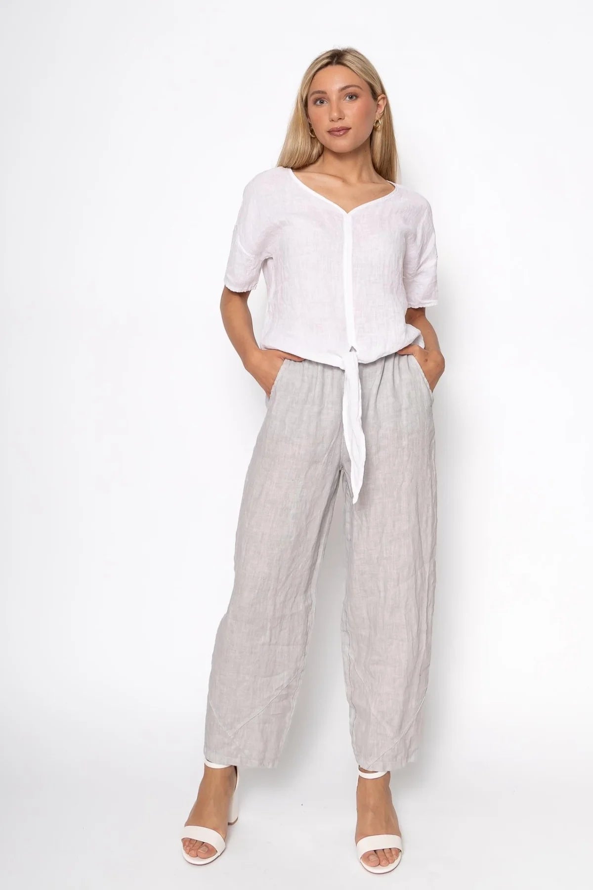French Linen Blouse-Front Tie