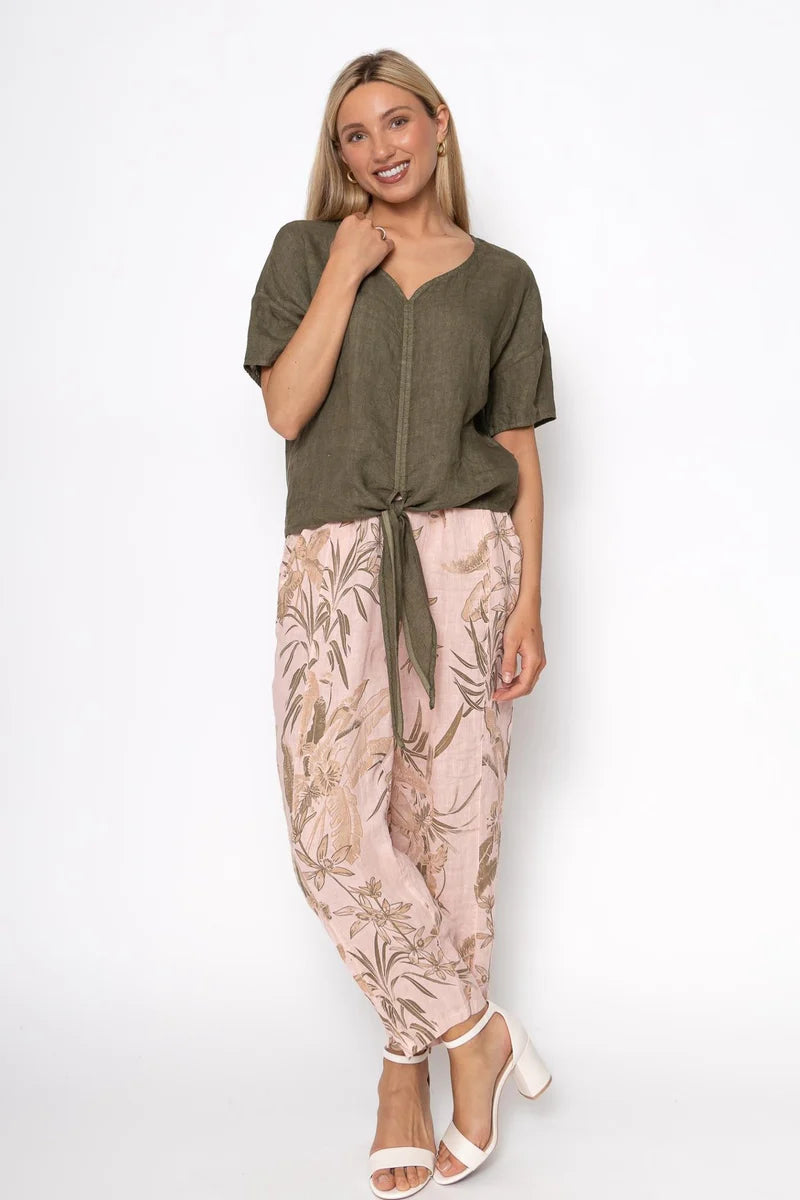 French Linen Blouse-Front Tie