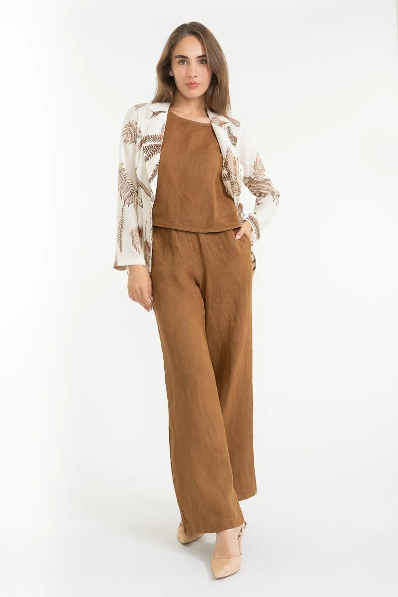 French Linen Jacket-Cammello