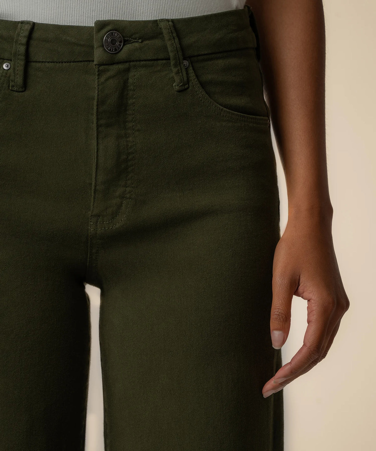 Meg High Rise Wide Leg Raw Hem - Tuscan Olive