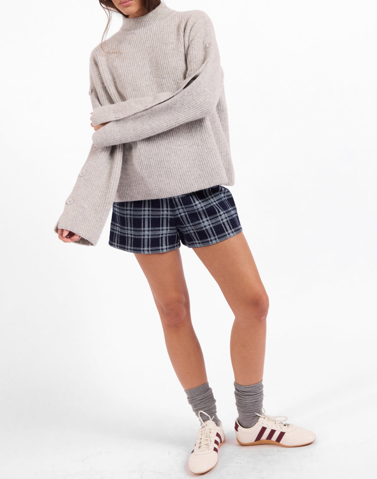 Athena Sweater with Button Detail - Fog