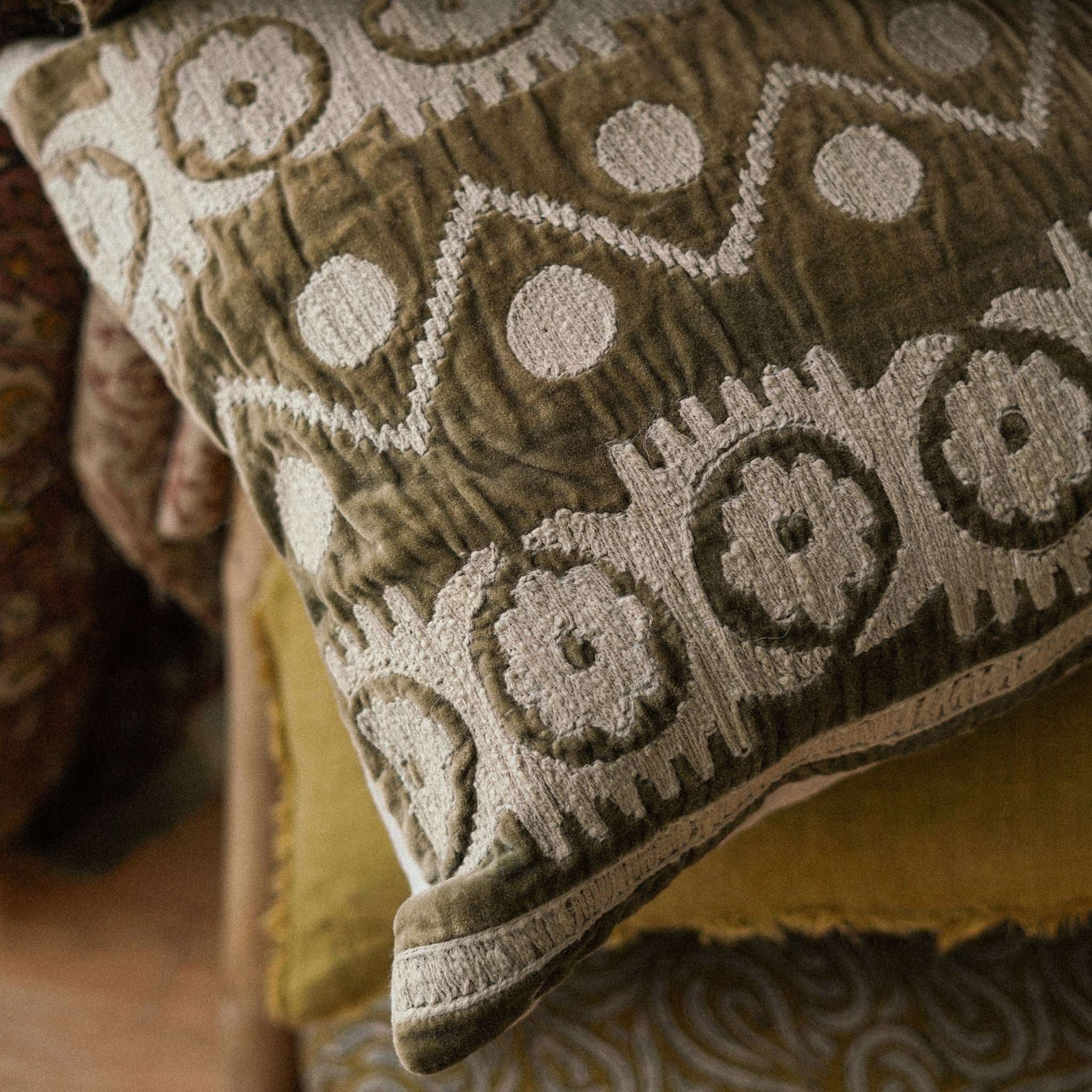 Velvet Embroidered Cushion - 16x24