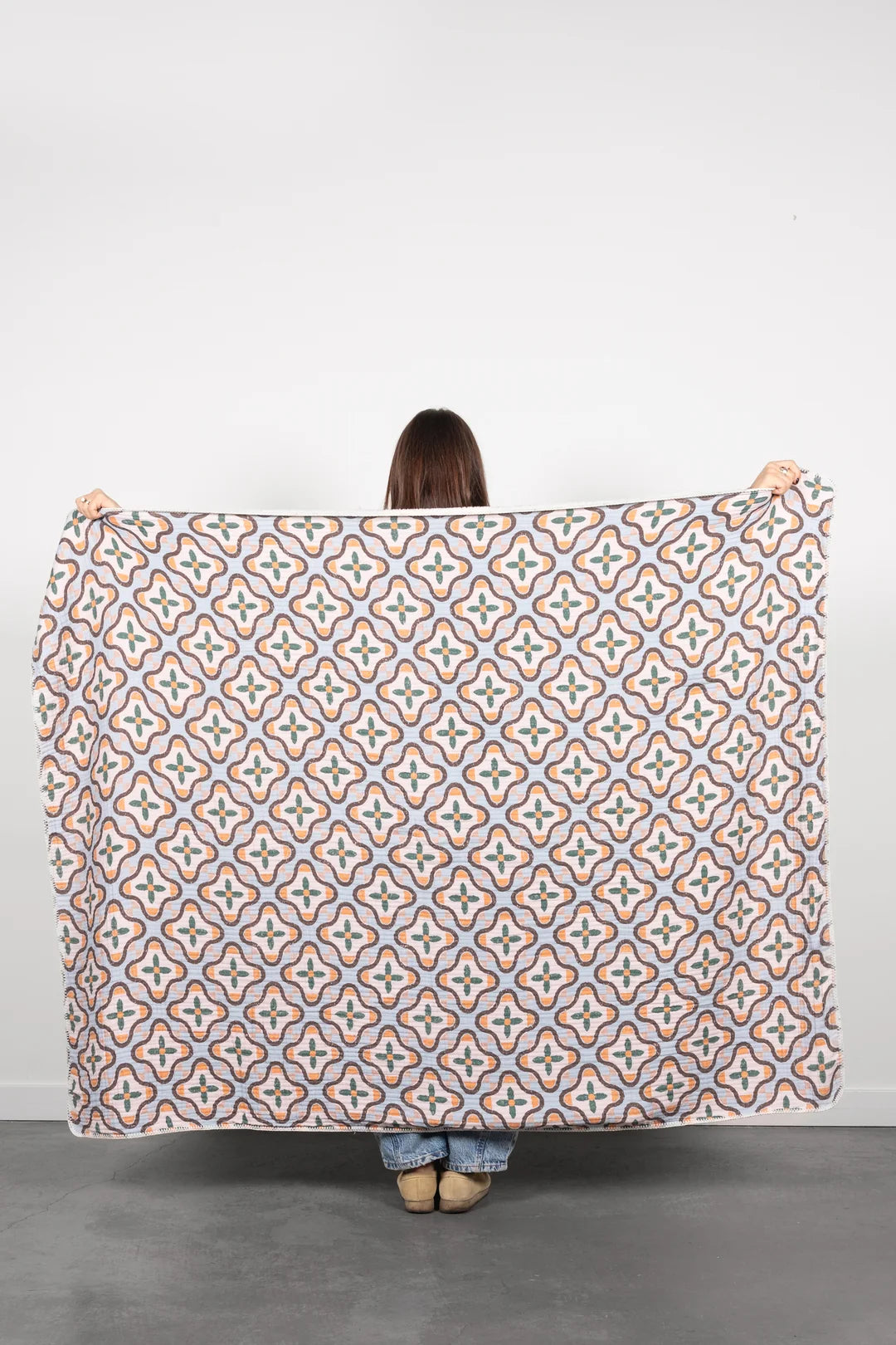 The Mosaic - Muslin Throw with Sherpa Fleece Lining