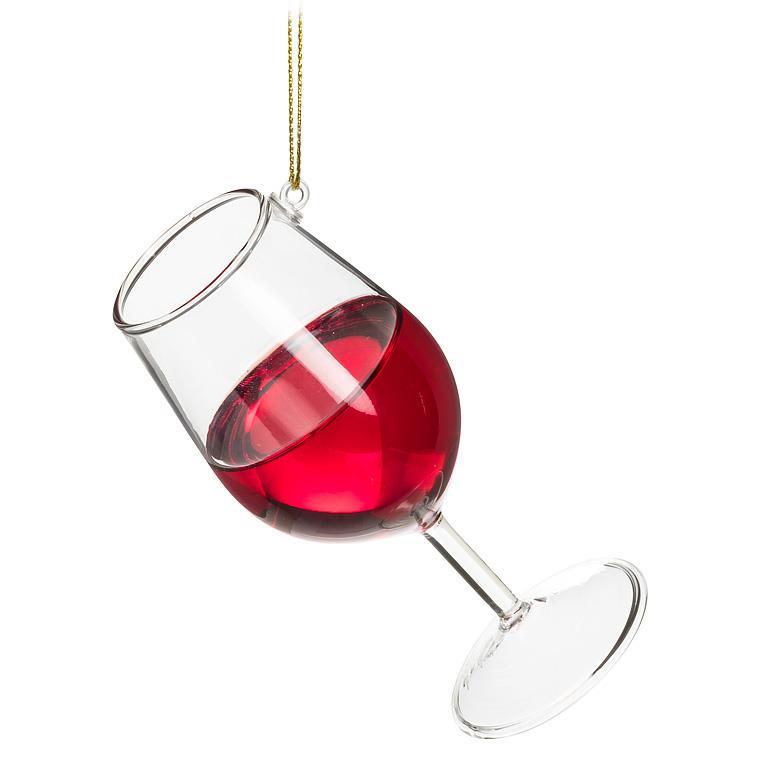 Glass of Red Wine Ornament - 4"H