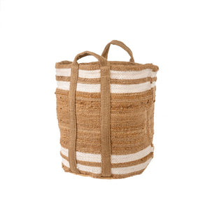 Coastal Stripe Basket, White