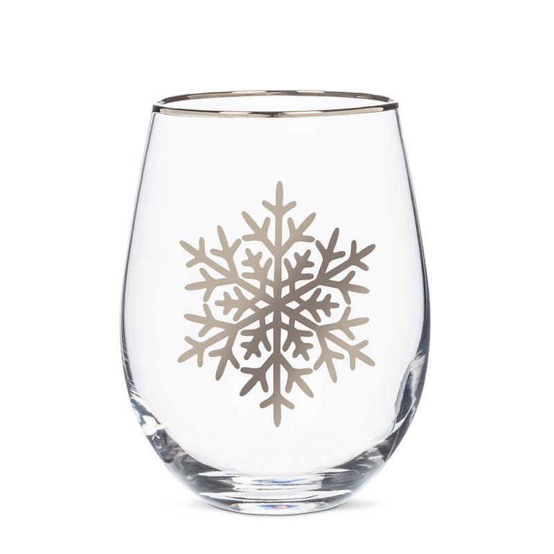 Silver Snowflake Stemless Goblet